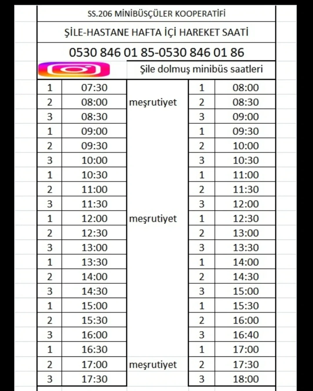 Şile Hastane Dolmuş Saatleri